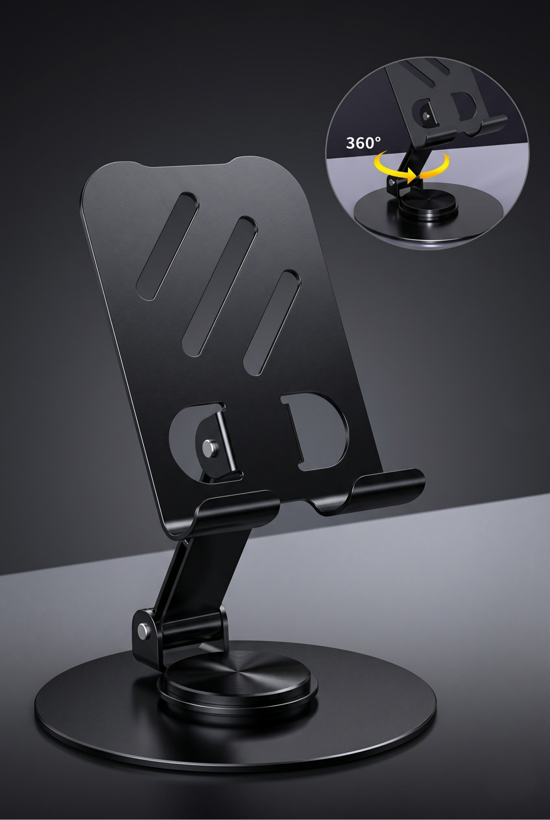 Ayarlanabilir Metal Telefon ve Tablet Tutucu Stand Siyah – Katlanabilir Masaüstü Telefon Standı Universal Uyumlu - görsel 4