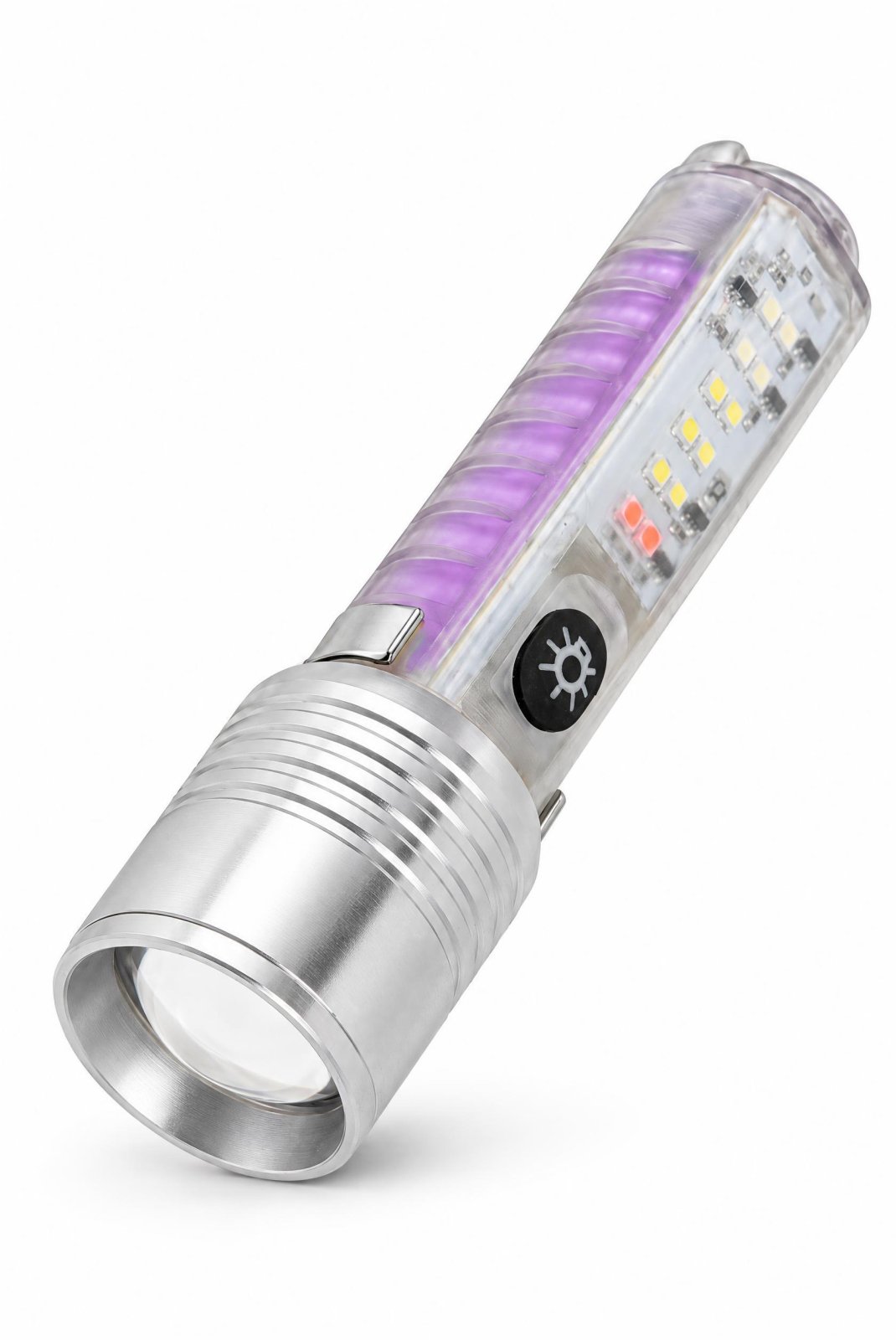 USB Şarjlı El Feneri 2000 Lümen Zoomlu Mıknatıslı UV Işıklı Type-C Şarjlı Güçlü LED Fener
