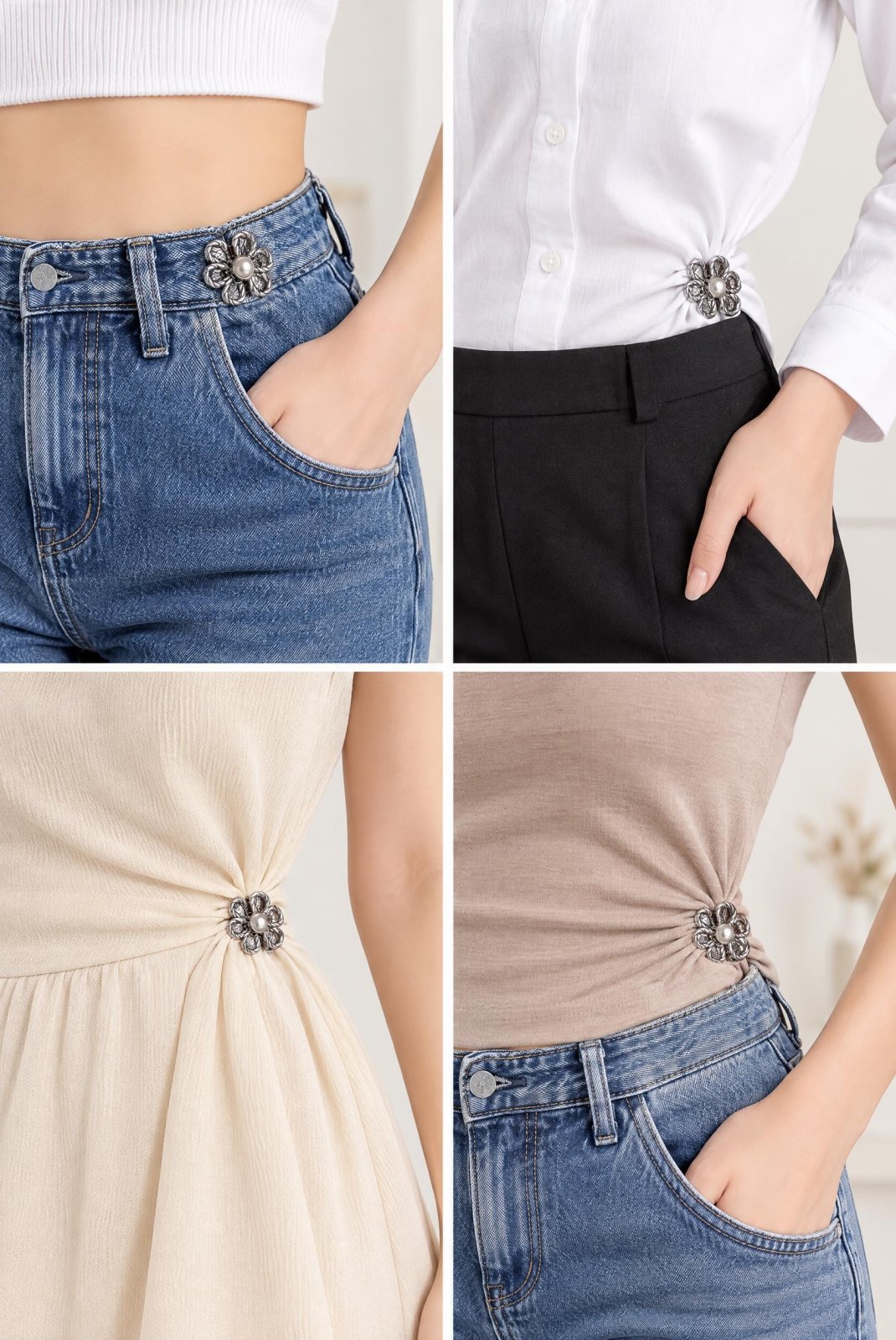 Çiçek Model Pantolon Beli Daraltma Aparatı, Kemer, Broş, Çiçek Model Pantolon Beli Daraltma Çıtçıtı - görsel 5