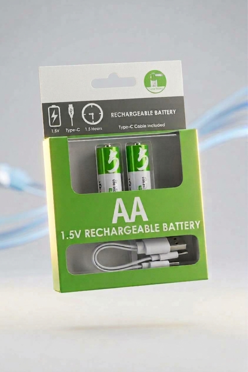 Type-C Şarjlı AA Kalem Pil 1.5V 2600mWh Li-Ion 2'li Paket