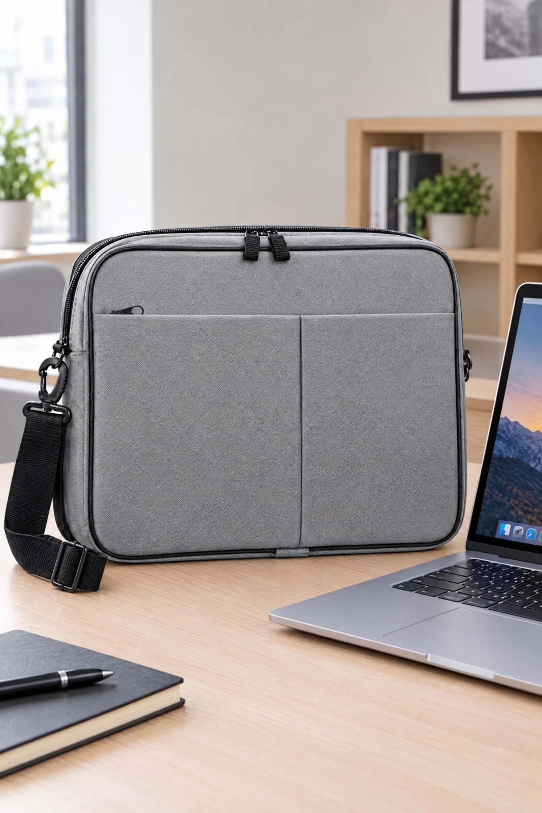 15.6 İnç Laptop Çantası Gri Notebook Bilgisayar Taşıma Çantası