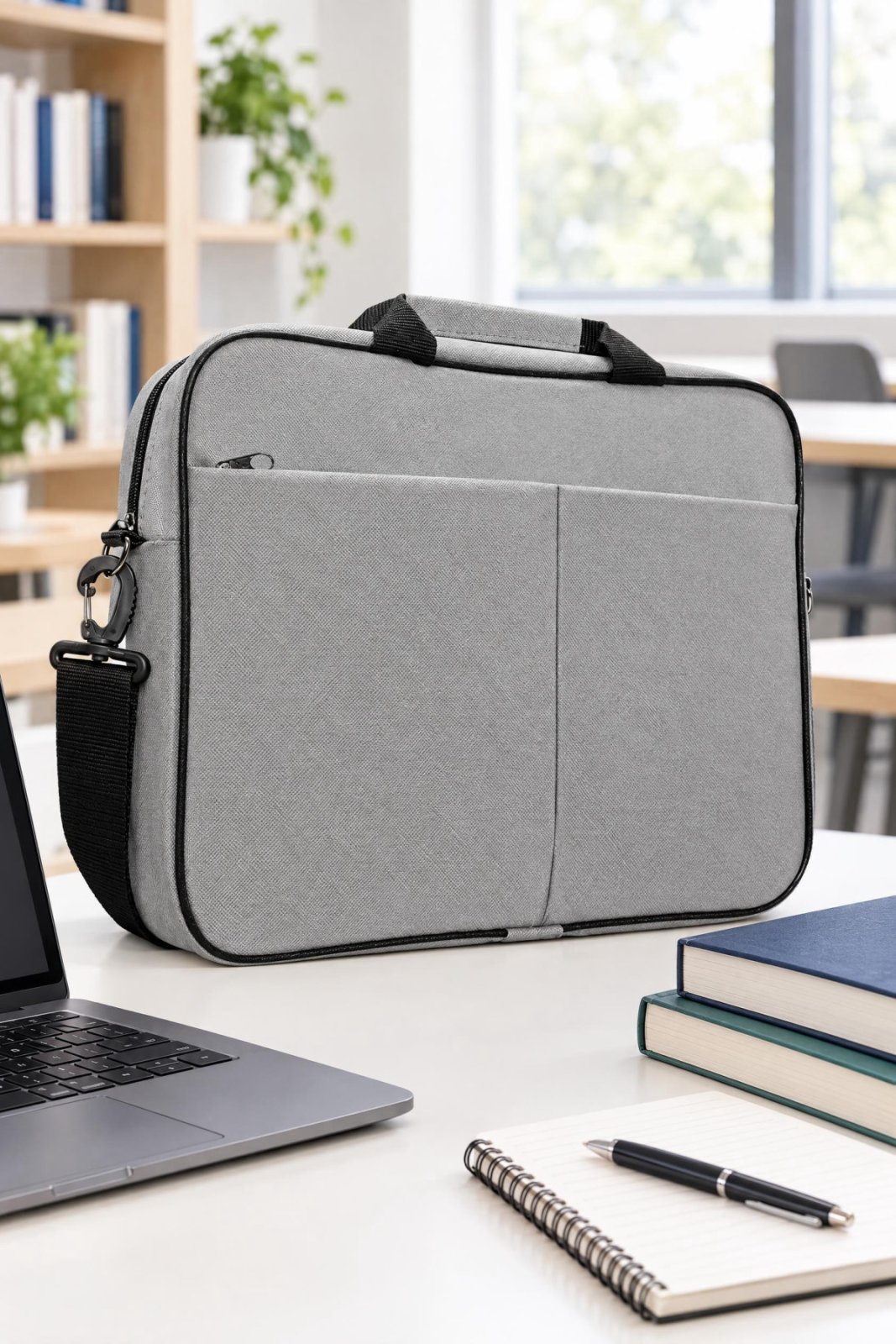 15.6 İnç Laptop Çantası Gri Notebook Bilgisayar Taşıma Çantası - görsel 3