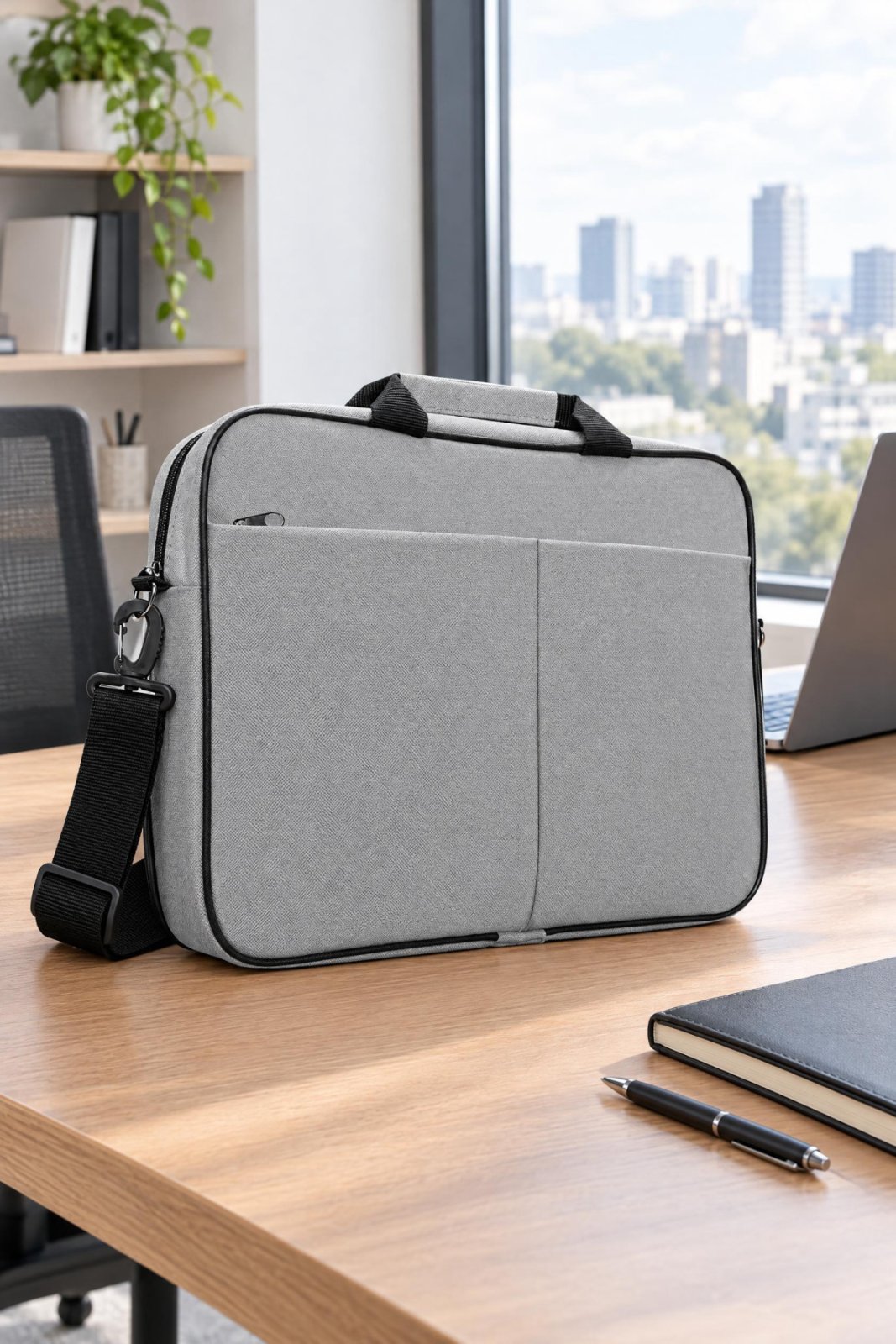 15.6 İnç Laptop Çantası Gri Notebook Bilgisayar Taşıma Çantası - görsel 4