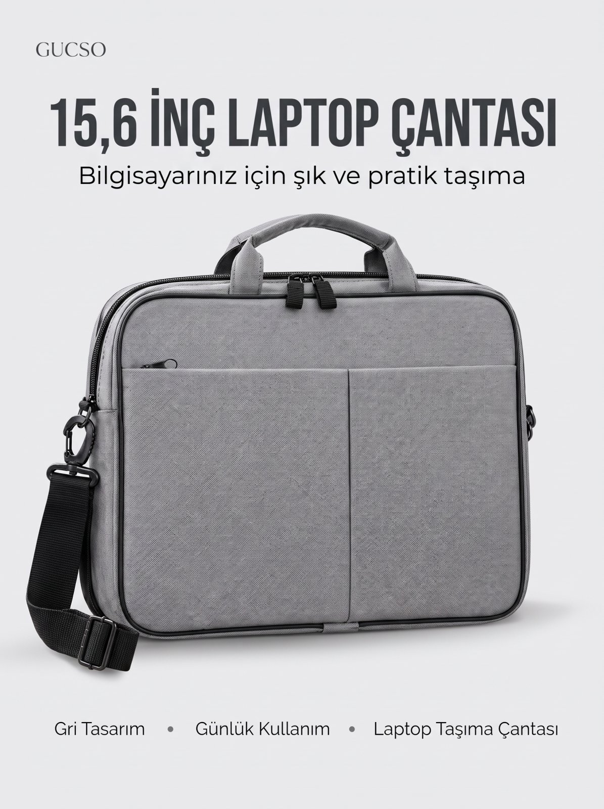 15.6 İnç Laptop Çantası Gri Notebook Bilgisayar Taşıma Çantası