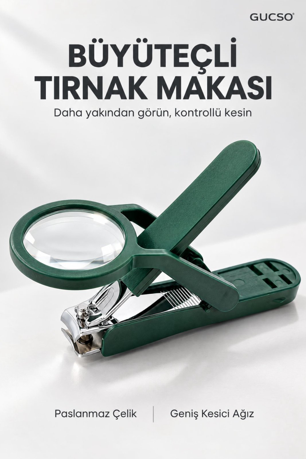 Büyüteçli Paslanmaz Çelik Tırnak Makası, Profesyonel Geniş Ağızlı Kesici, El & Ayak Tırnak Kesme