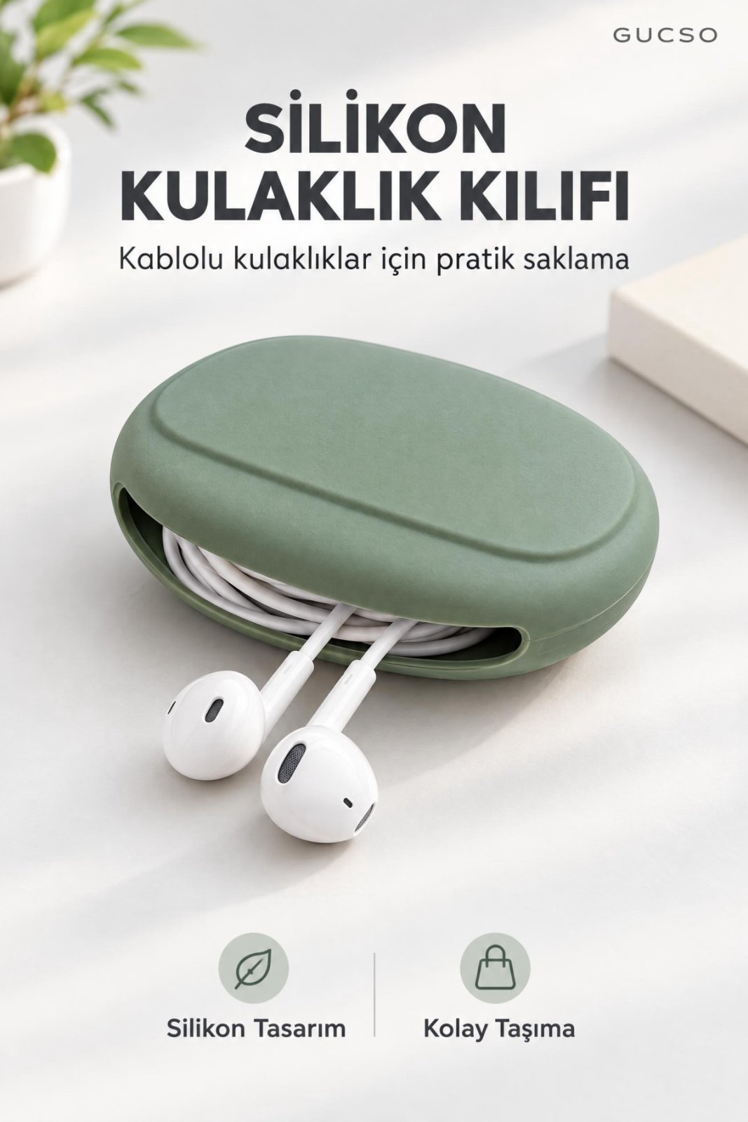 Silikon Taşıma Kılıfı, Kablolu Kulaklık Organizer Çantası, Kulak İçi Kulaklık Koruyucu, Saklama Kabı, Universal Uyumlu