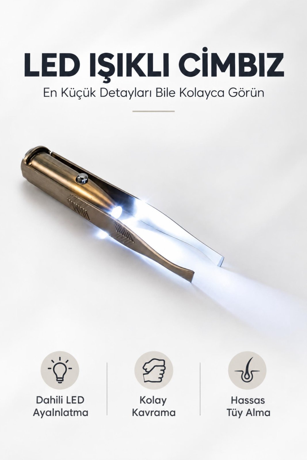 Led cımbız Karanlık Yerleri Aydınlatan Kolay Kavramalı Led Işıklı Cımbız Kaş Bıyık Alma Cımbızı