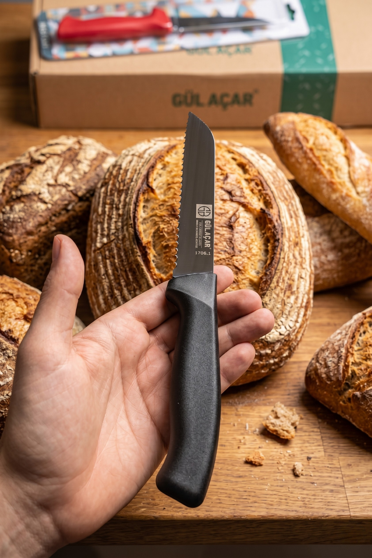No:1 1706, Tırtıklı Mutfak Bıçağı Paslanmaz Çelik Ekmek Domates Sebze Kesme Bıçağı