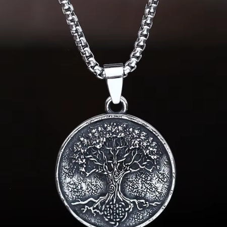 Enerji ve Bereket Hayat Ağacı Kolye, Paslanmaz Çelik, Erkek ve Kadın İçin Kolye