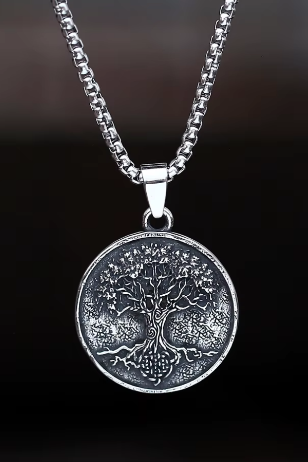 Enerji ve Bereket Hayat Ağacı Kolye, Paslanmaz Çelik, Erkek ve Kadın İçin Kolye