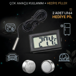 Mini Dijital Sıcaklık Ölçer Problu Termometre – Akvaryum, Araç İçi, Sera ve Dolap İçin