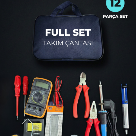 Elektrik Elektronik 12 Parça Alet Seti – Meslek Lisesi Öğrenci El Aletleri Çantası