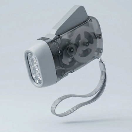 Pilsiz Dinamolu El Feneri 3 LED, Deprem Çantası ve Kamp İçin Acil Durum Feneri, Şarj Gerektirmez