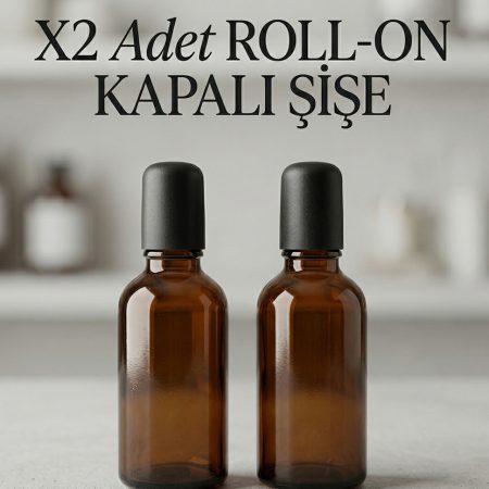 2'li 50 ml Amber Cam Roll, Siyah Kapaklı, Bilyeli Roll On Şişesi Esans Parfüm Yağ Şişesi 50 cc