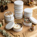 100 ml Mum Tenekesi Beyaz Metal Kutu Kapaklı | Kozmetik Krem Balm Mum Kabı 100 cc